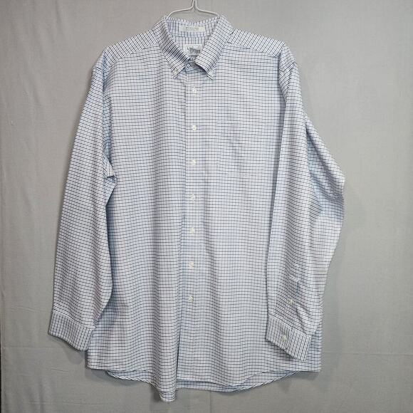 L L Bean Wrinkle Free Traditional Fit Blue Button Down Mens Sz 18 - 37 - Picture 2 of 5